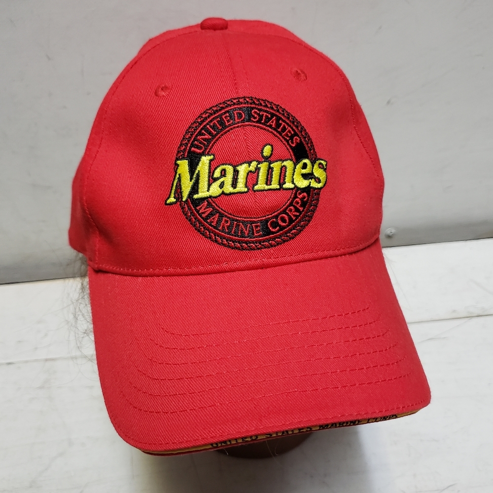 US Marines red embroidered velcro strapback hat 🇺🇸 USA military headwear